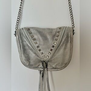 She + Lo silver leather crossbody bag